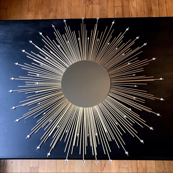 35" Gold Sunburst Mirror Decorative Wall Mirror - Picture 5 of 8